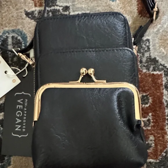 Le Miel Black Vegan Leather Crossbody Bag - Picture 3 of 8